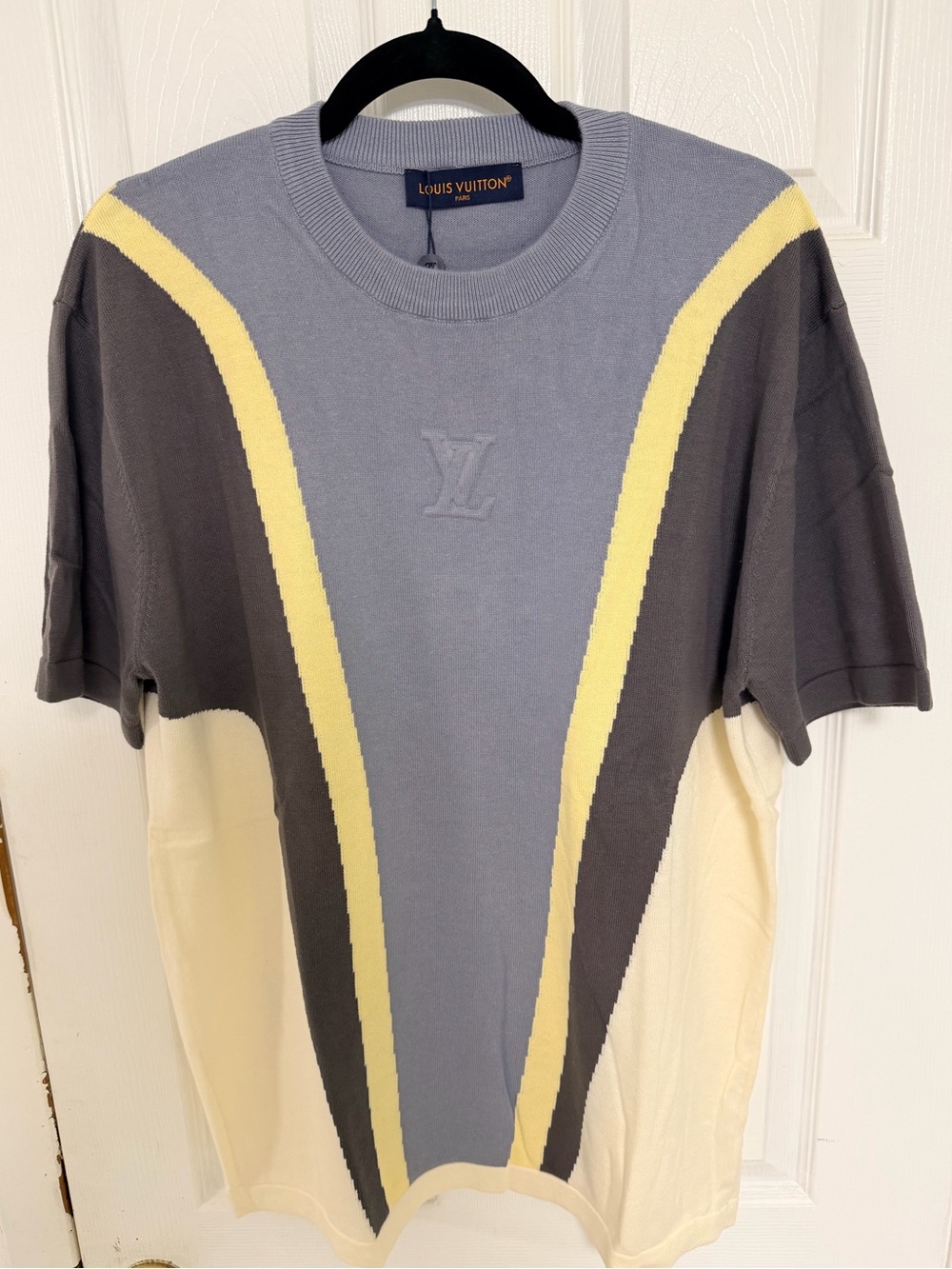 Louis Vuitton Men's Colorblock Crewneck T-Shirt — Gray, Yellow, Cream